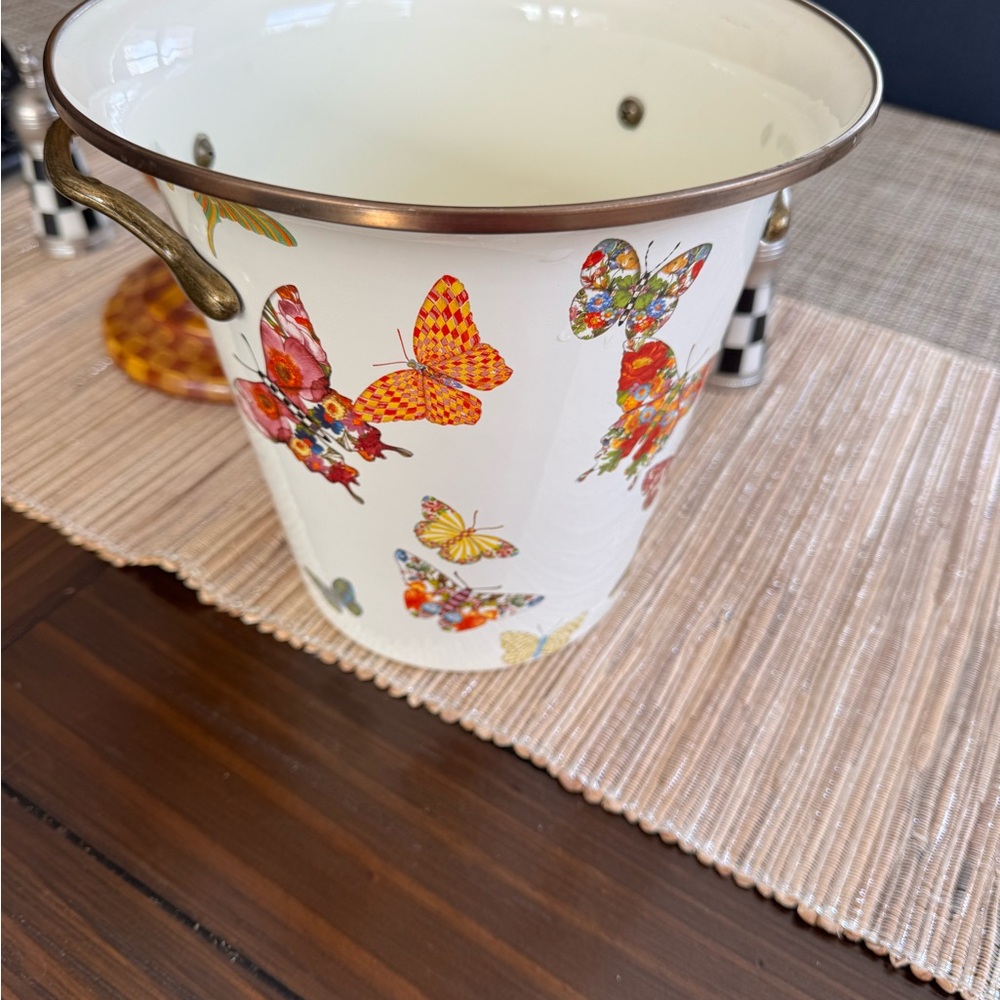 MacKenzie-Childs Butterfly Garden Ice Bucket never been used Spring time 💐